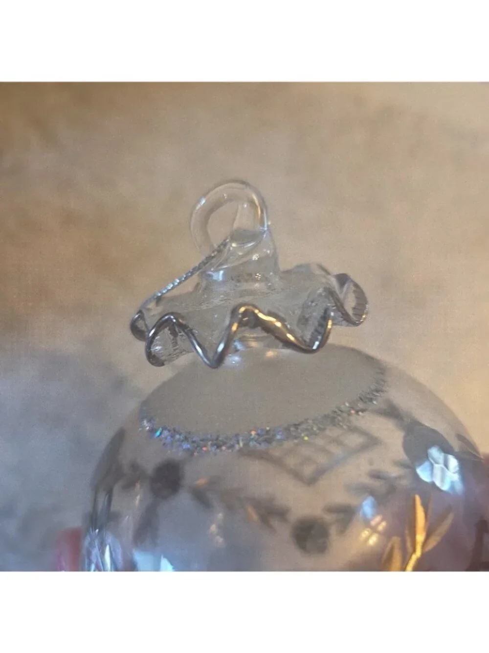 2 Clear Glass Ornaments Embellished Christmas 8 and 9 Inches